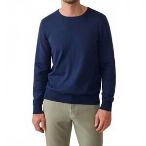 NEW FAHERTY movement crewneck sweater in marine navy